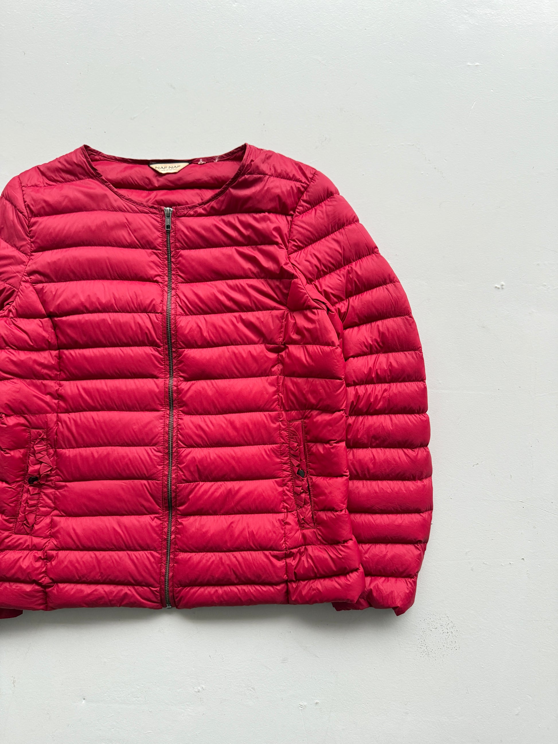 Red Naf Naf 00's Vintage Y2K Insulated Puffer Jacket - Size 10