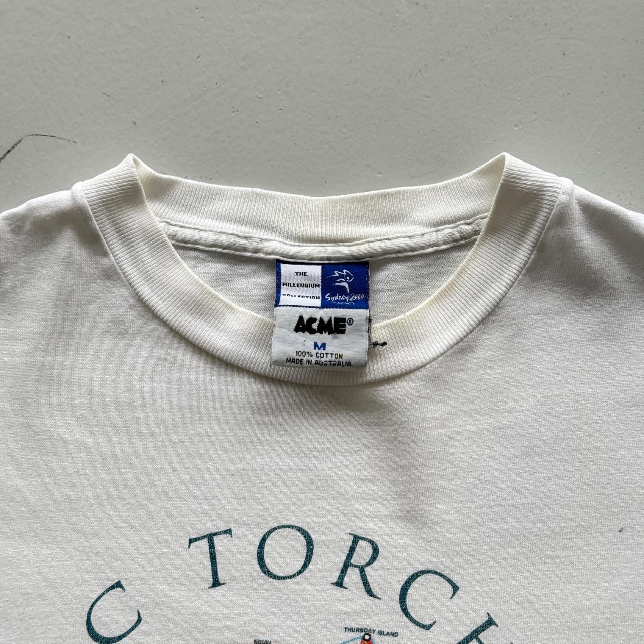 White Olympic Torch Relay 00s Vintage Graphic T-Shirt - Large