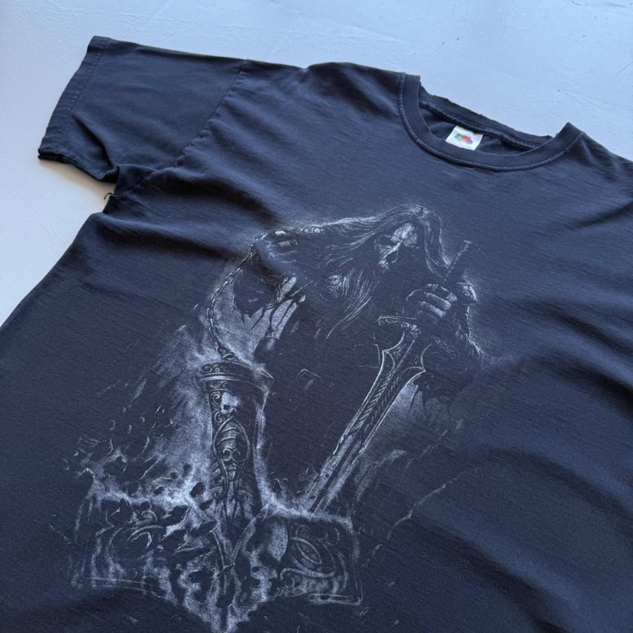 Black Gothic Reaper 90s Vintage Graphic T-Shirt - Large