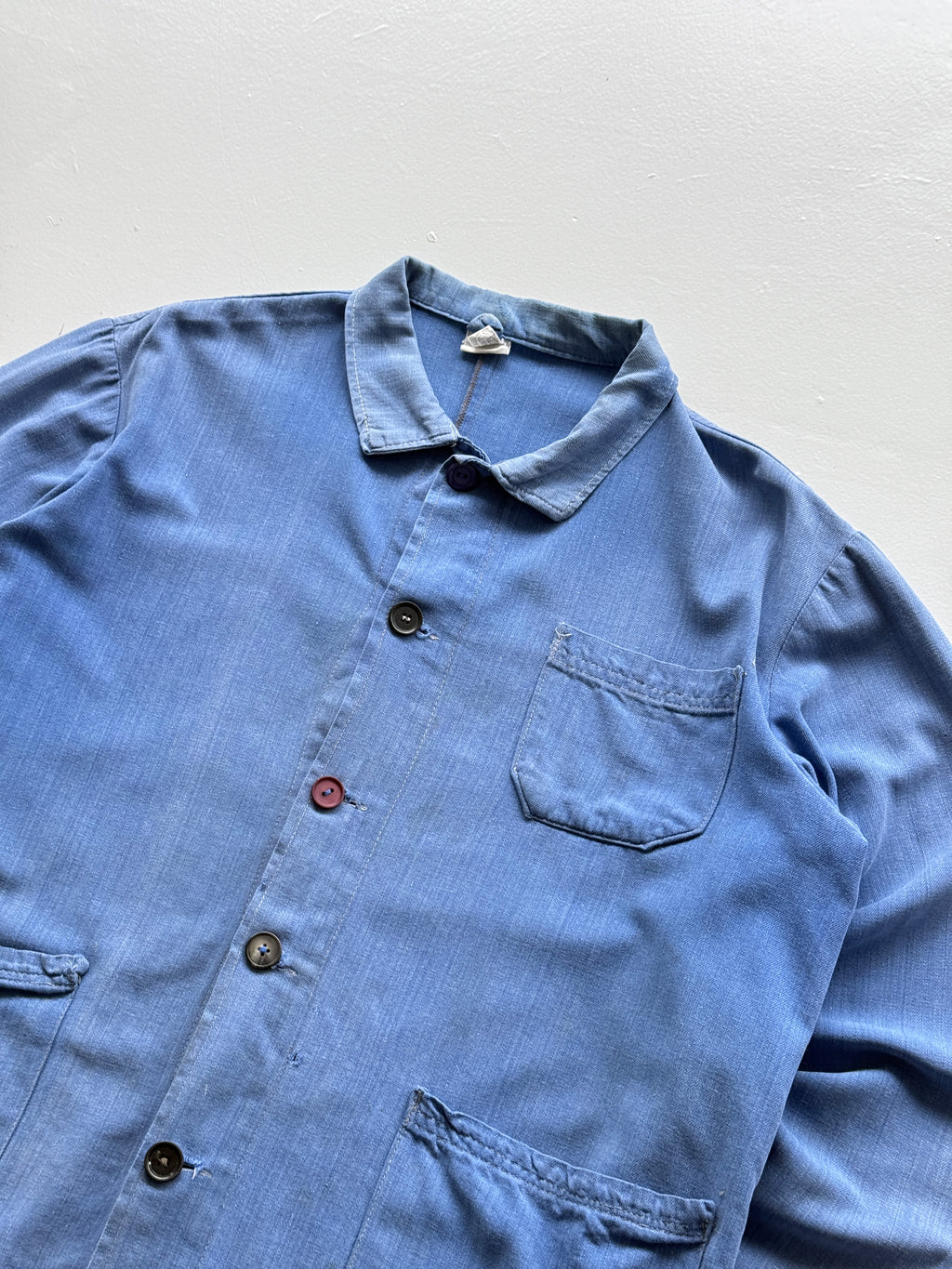 Faded Blue French Chore Jacket 80's Vintage Workwear CH221 - Small Womens