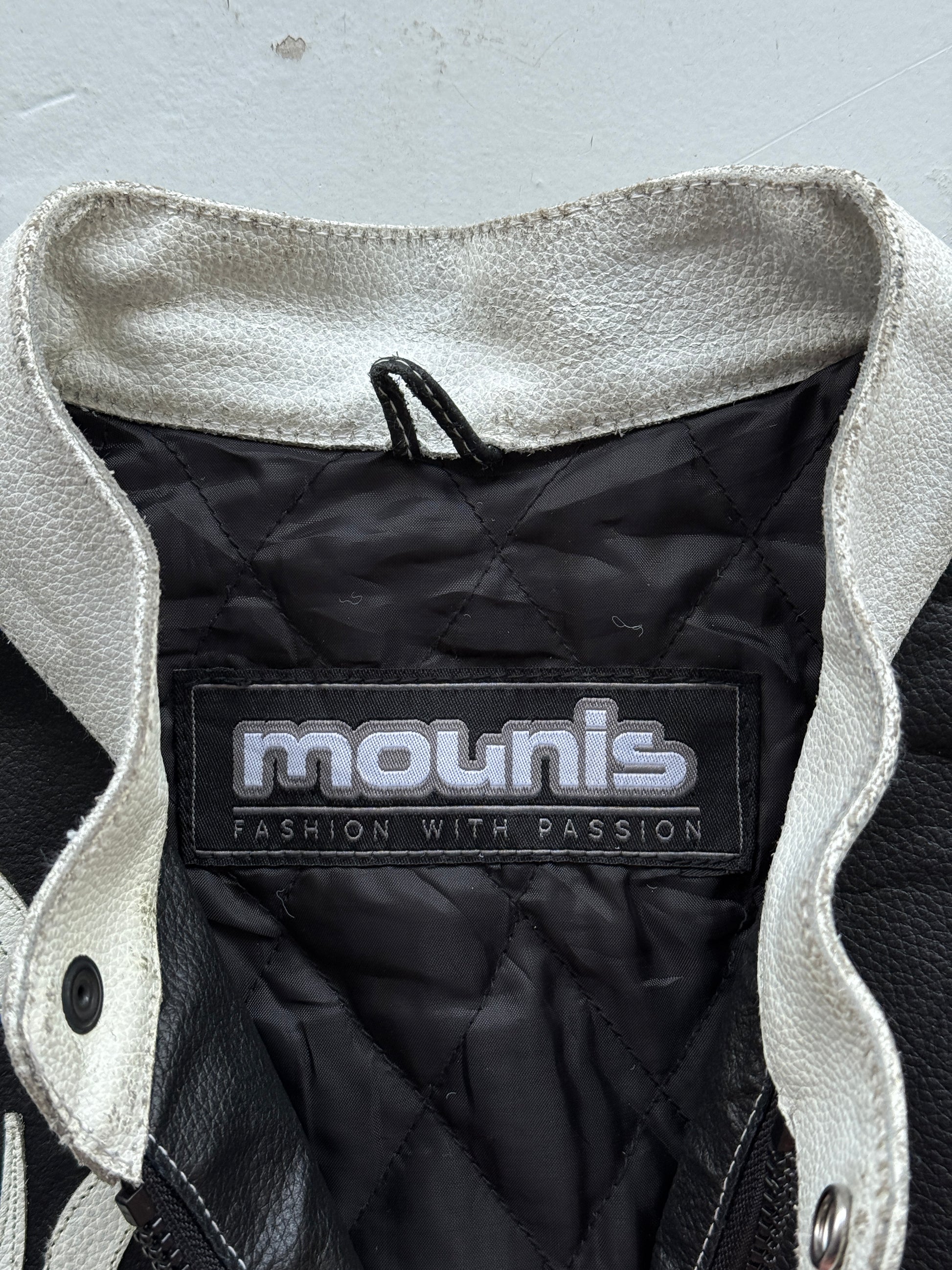 Black Leather Y2K Vintage Tribal Motorbike Jacket - Medium