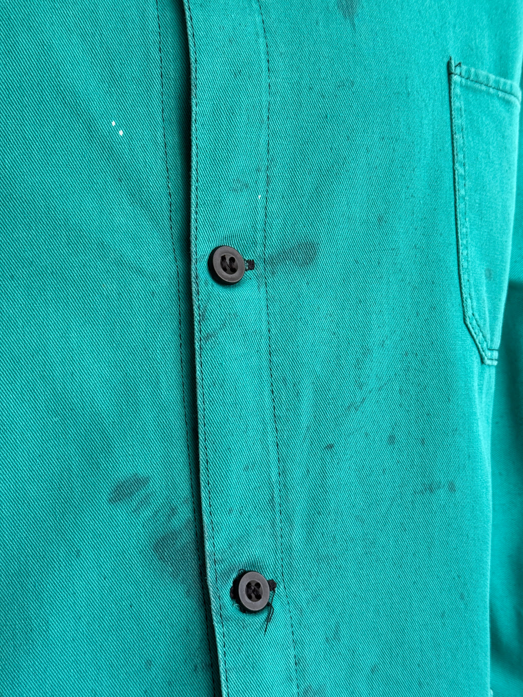 Turquoise French 1970's Vintage Workwear Chore Jacket CH485 - Medium