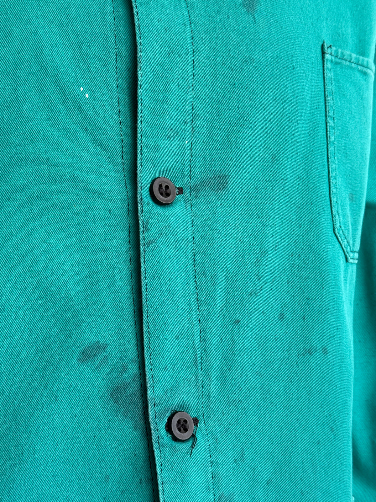 Turquoise French 1970's Vintage Workwear Chore Jacket CH485 - Medium