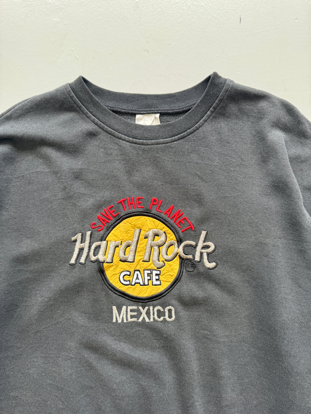 Grey Hard Rock Cafe 90's Vintage Sweatshirt Jumper - Medium Oversized