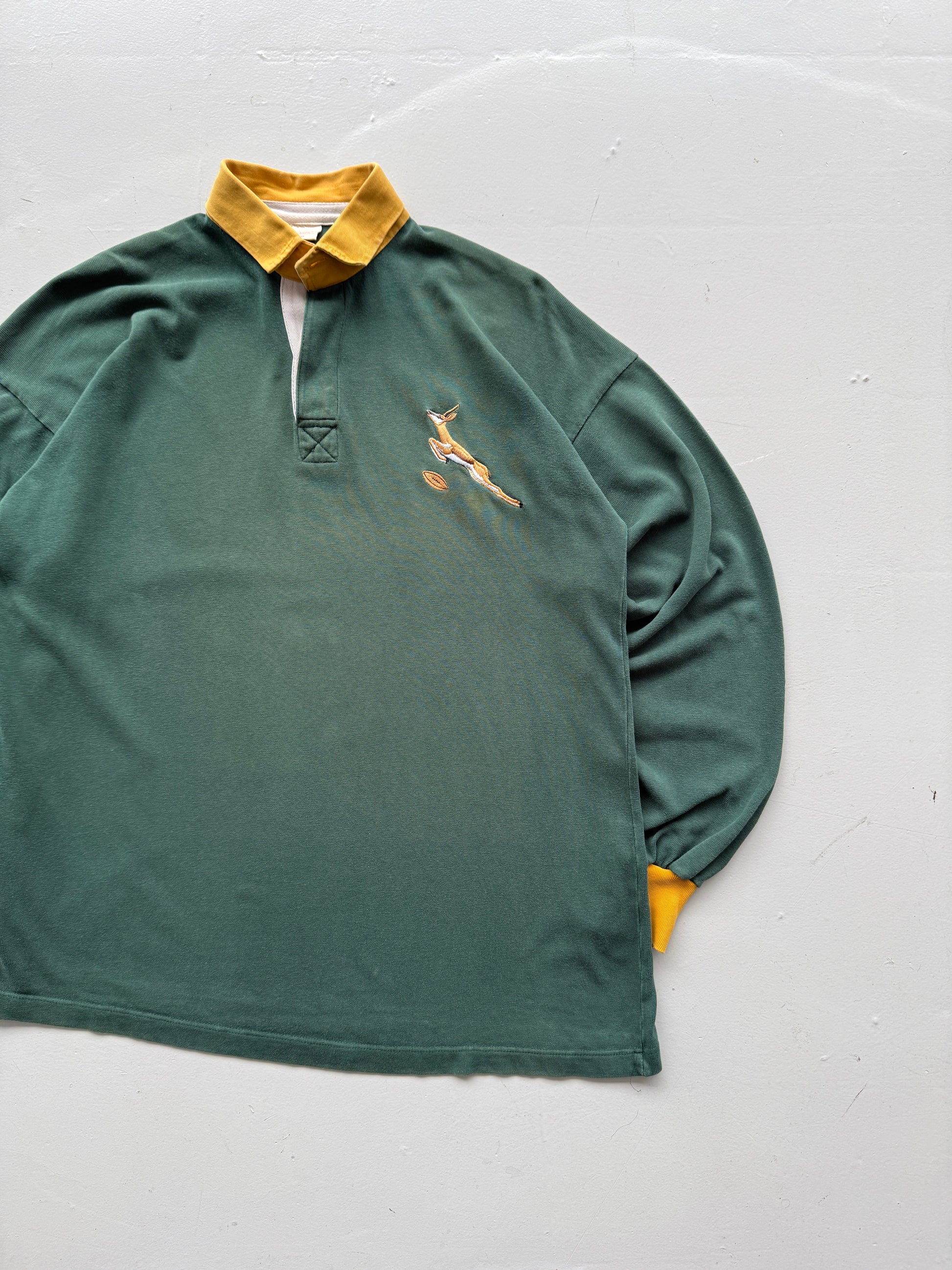 Green Spring Bocks 90's Vintage Long Sleeve Rugby Jersey Polo - Large
