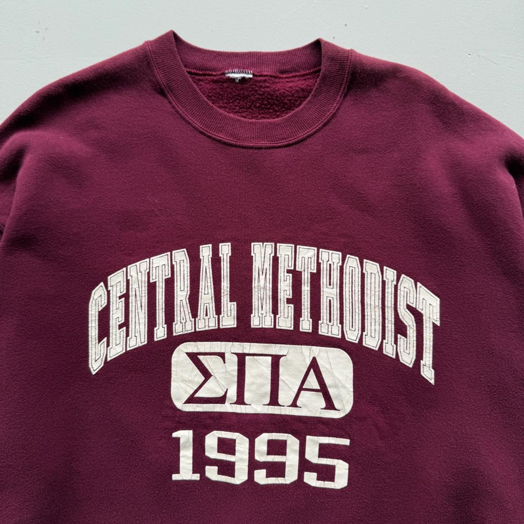 Maroon Collage Frat 90's Vintage Graphic Sweatshirt - Large