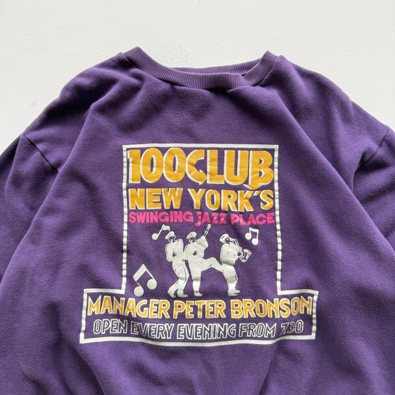 Purple 100 Club New York Jazz 80’s Vintage Graphic Sweatshirt - XL