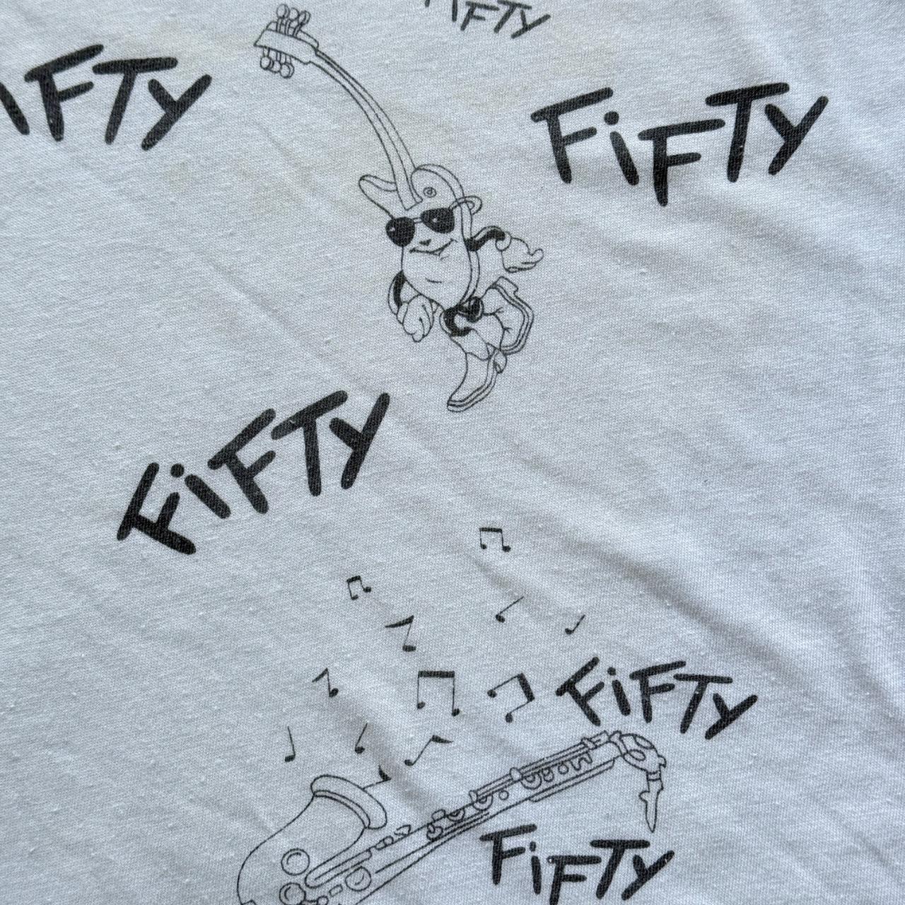 White Fifty Fifty 80s Solgan Vintage T-shirt - Large