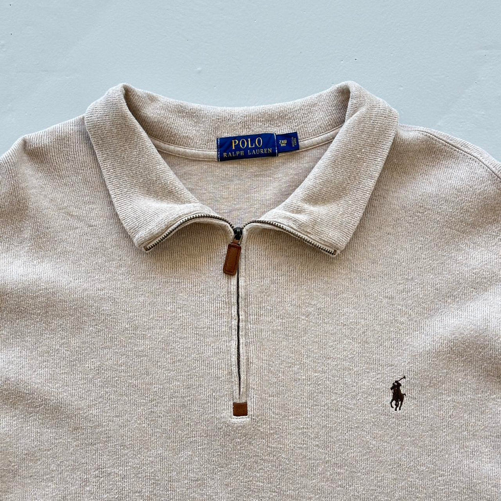Cream Polo Ralph Lauren Quarter Zip Sweatshirt - 2XL