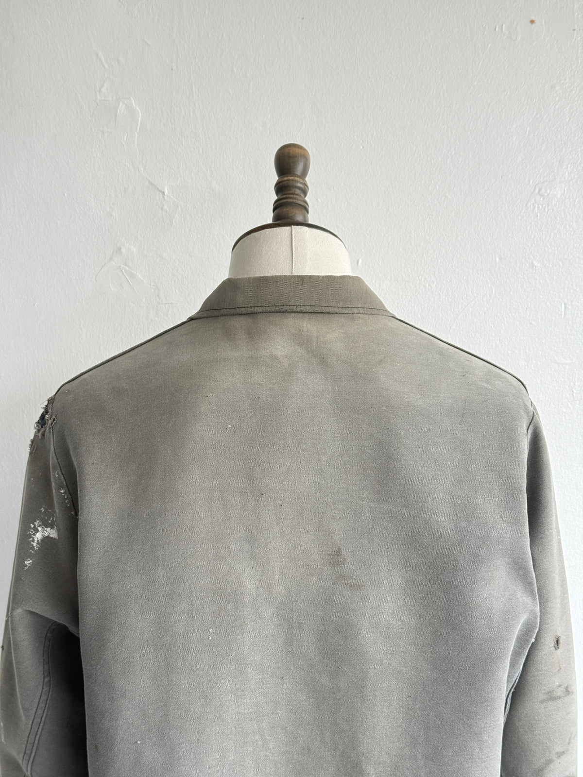 Thrashed Grey French Moleskin 1960s/70s Vintage Chore Jacket CH538 - Small
