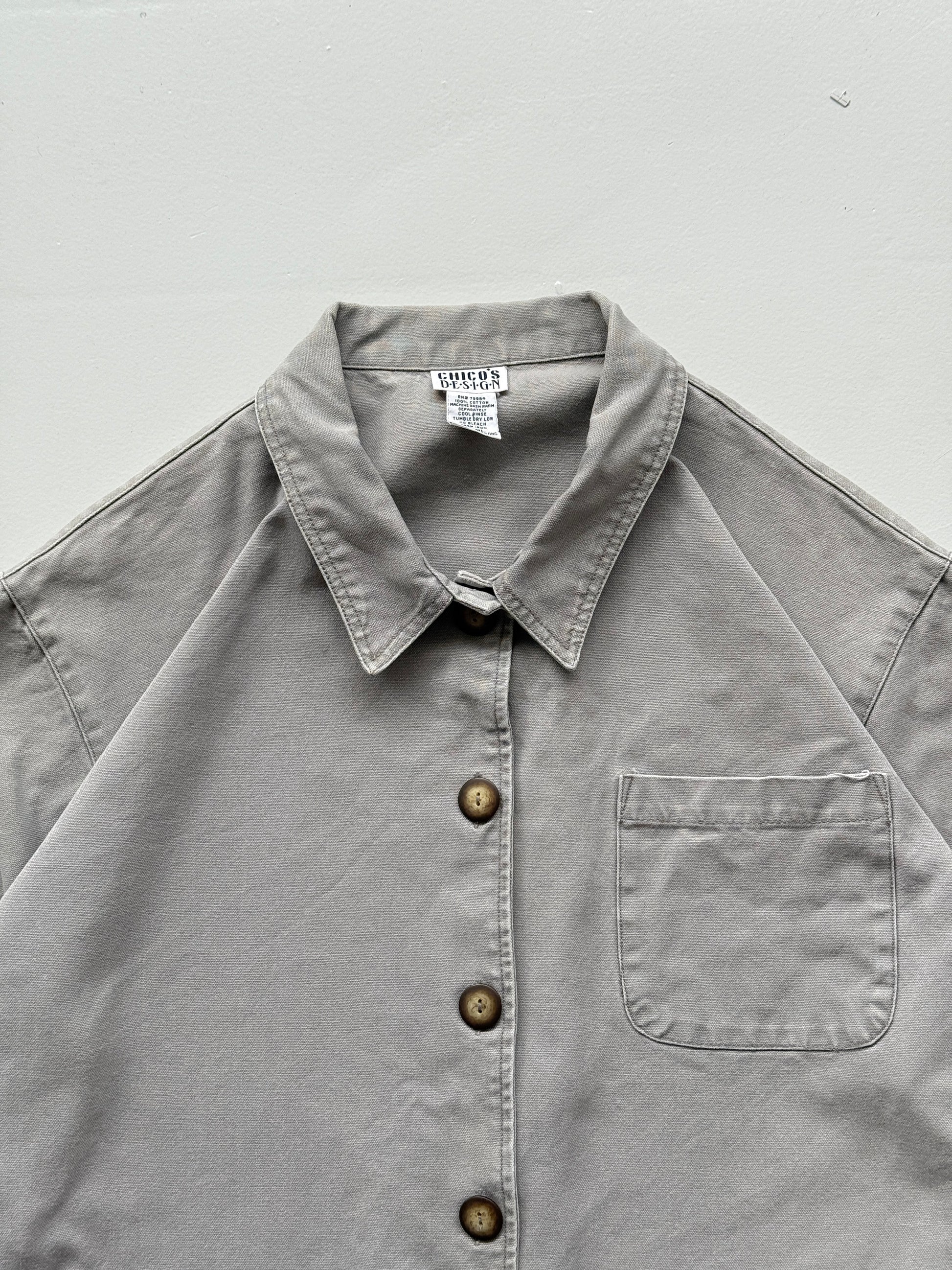 Grey Canvas Chore Jacket 90's Vintage French Workwear CH139 - Large