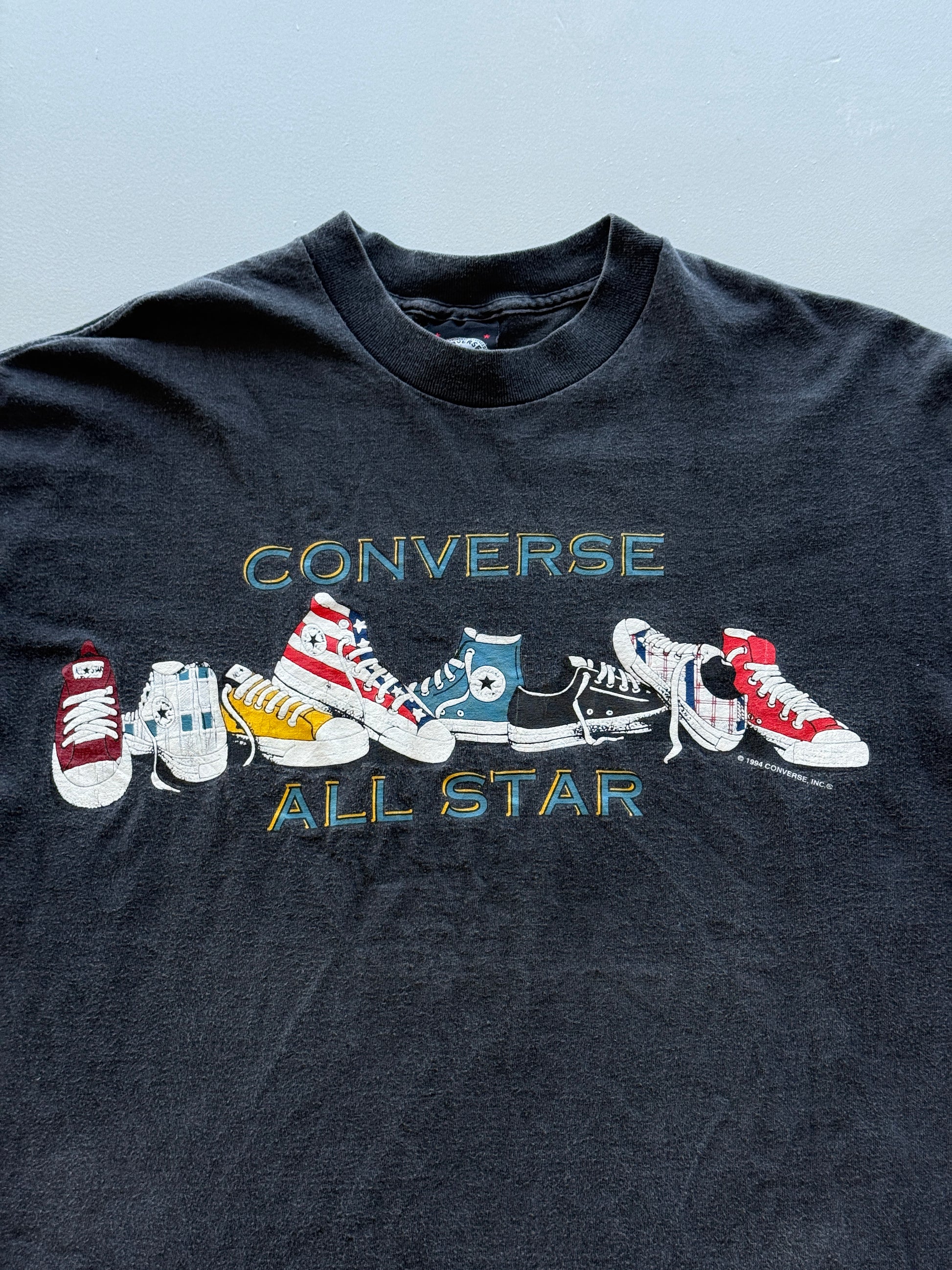 Black Converse All Star Chuck Taylor 90's Vintage Single Stitch Graphic T-Shirt