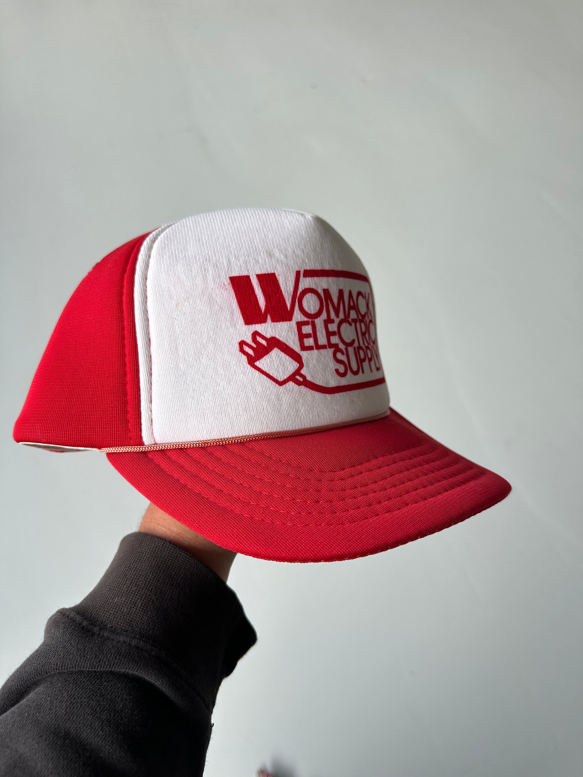 White / Red Womack Electric Supply Vintage Foam SnapBack Trucker Cap
