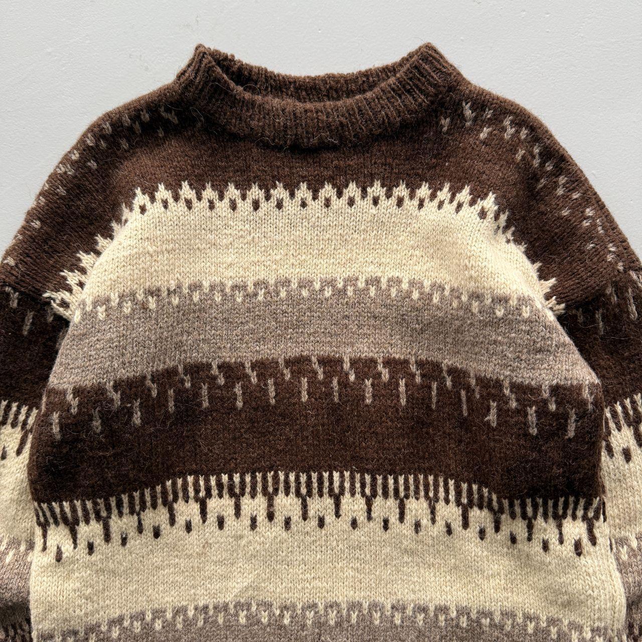 Brown 80s Hand Made Chunky Knit Jumper - XL