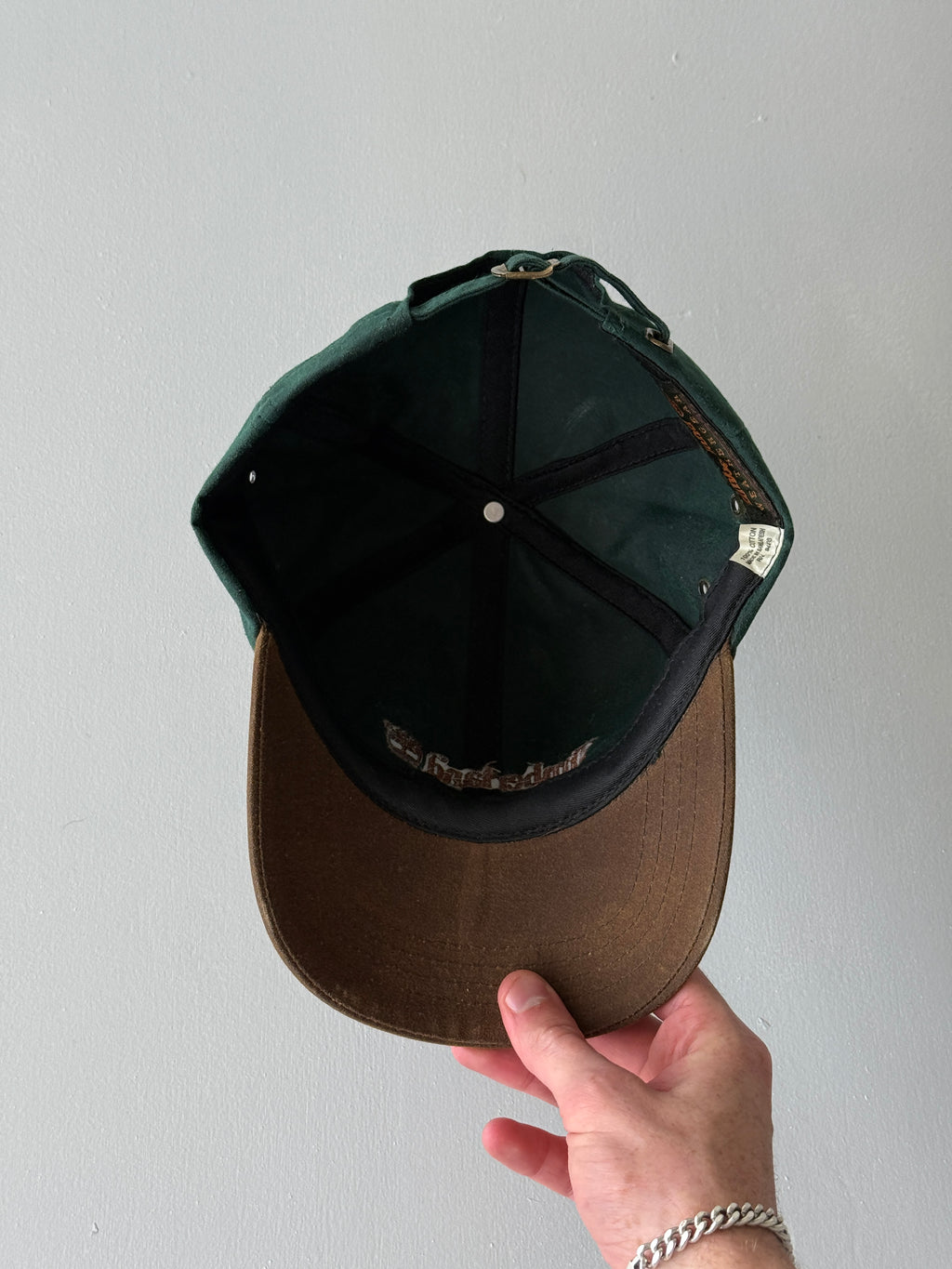Green / Tan Timberland Weathergear 90's Waxed Vintage Strapback Cap