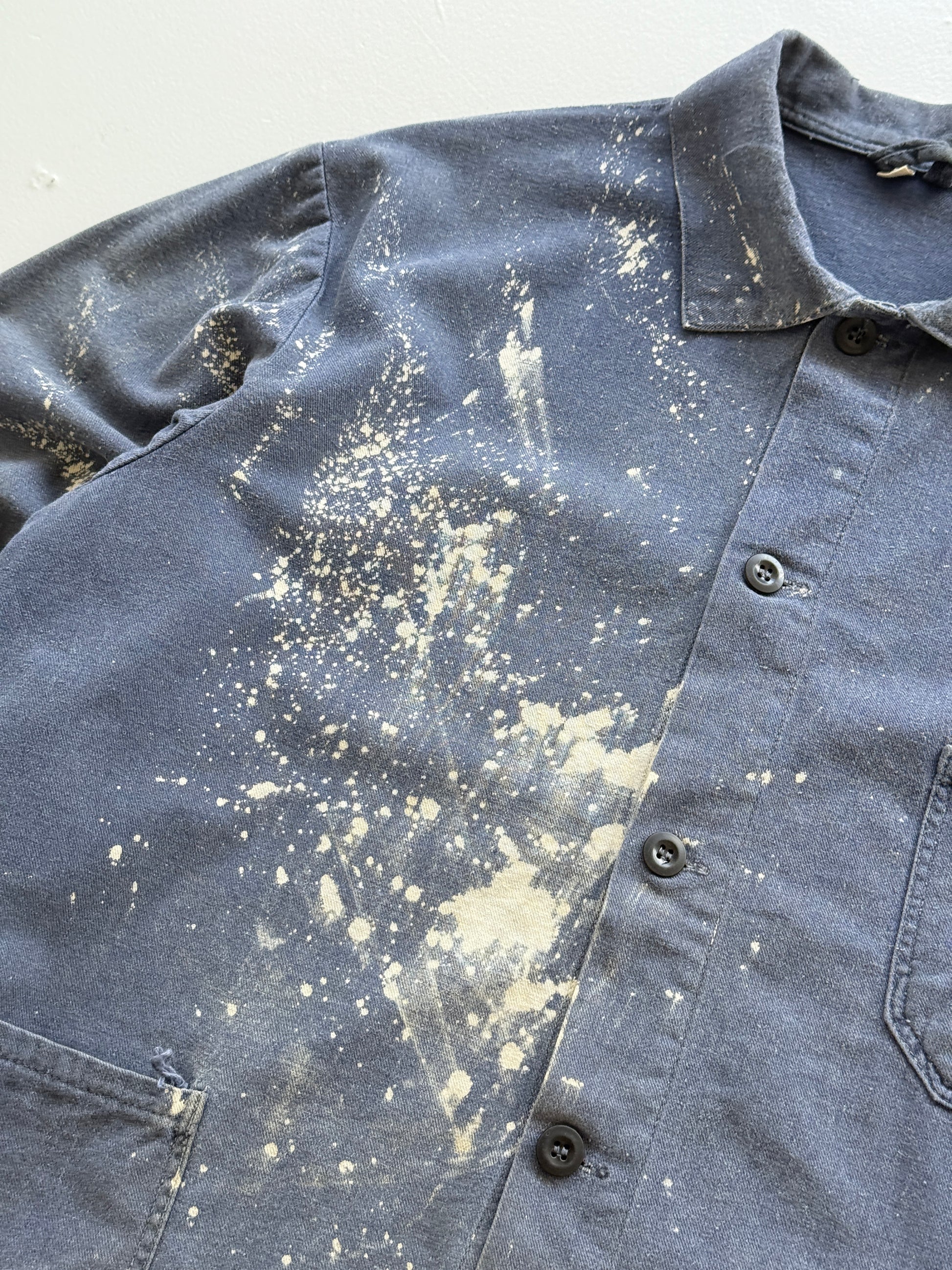 Thrashed Blue French Vintage Workwear Chore Jacket CH362 - Medium