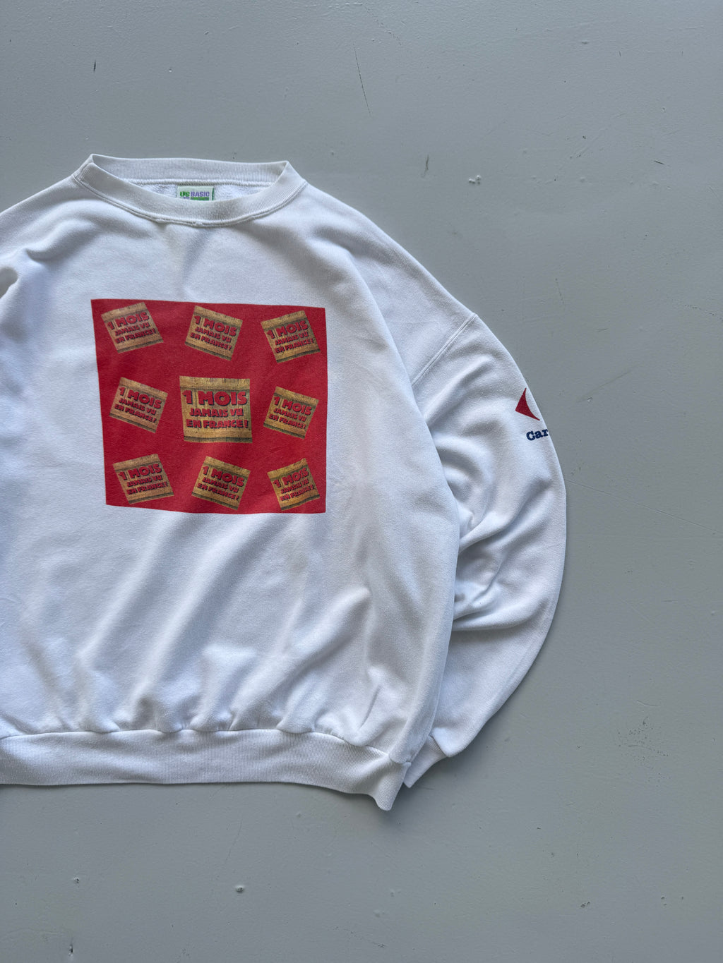 White Carrefour 90's Vintage French Graphic Sweatshirt Jumper - Large