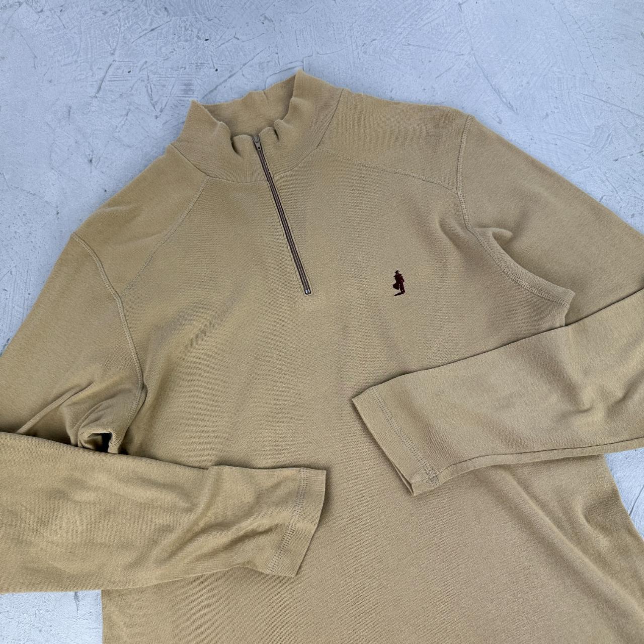 Marlboro Classics Tan 90s vintage Quarter Zip T-shirt - Medium