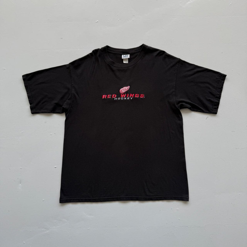Black Red Wings Hockey 00s Vintage Graphic T-Shirt - XL