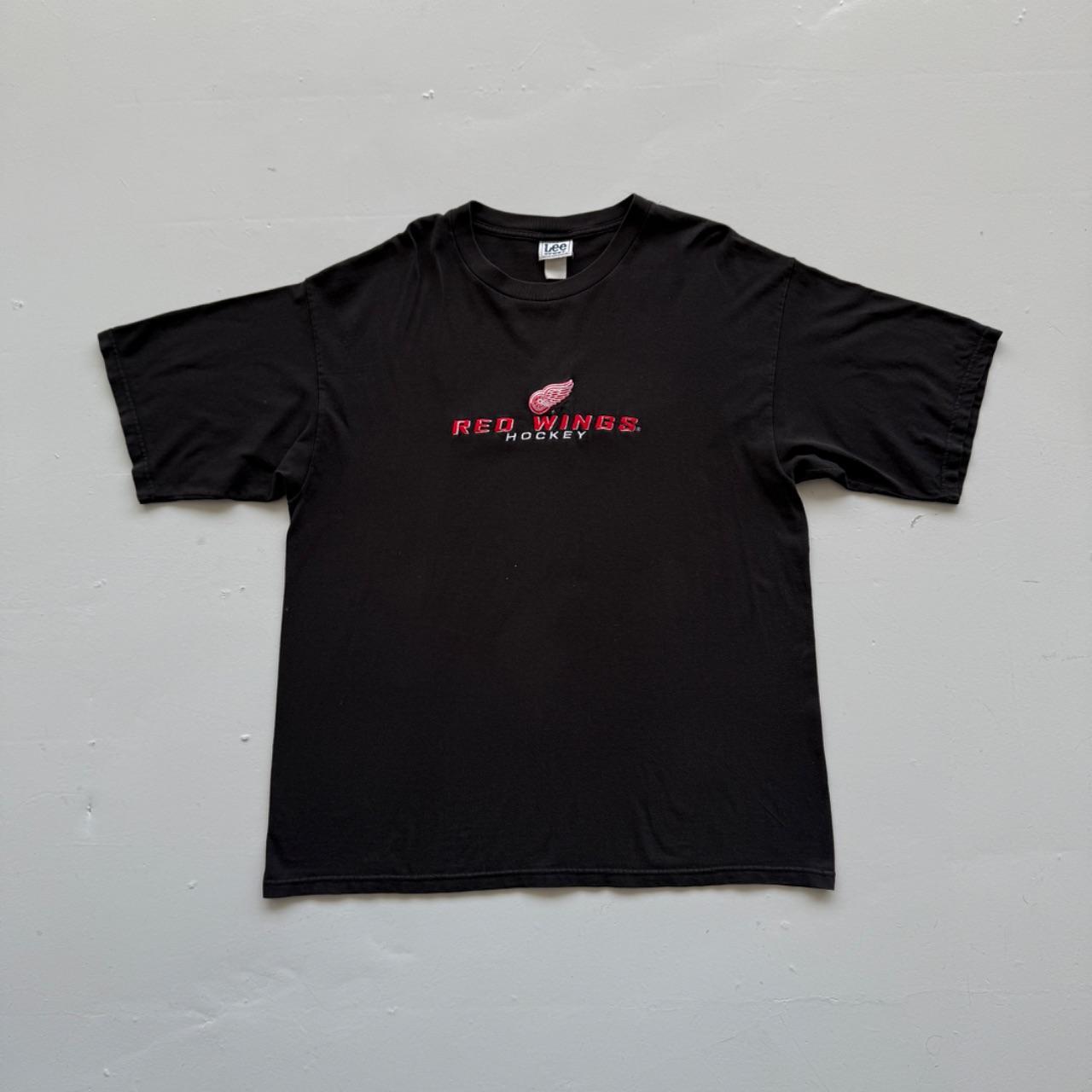 Black Red Wings Hockey 00s Vintage Graphic T-Shirt - XL
