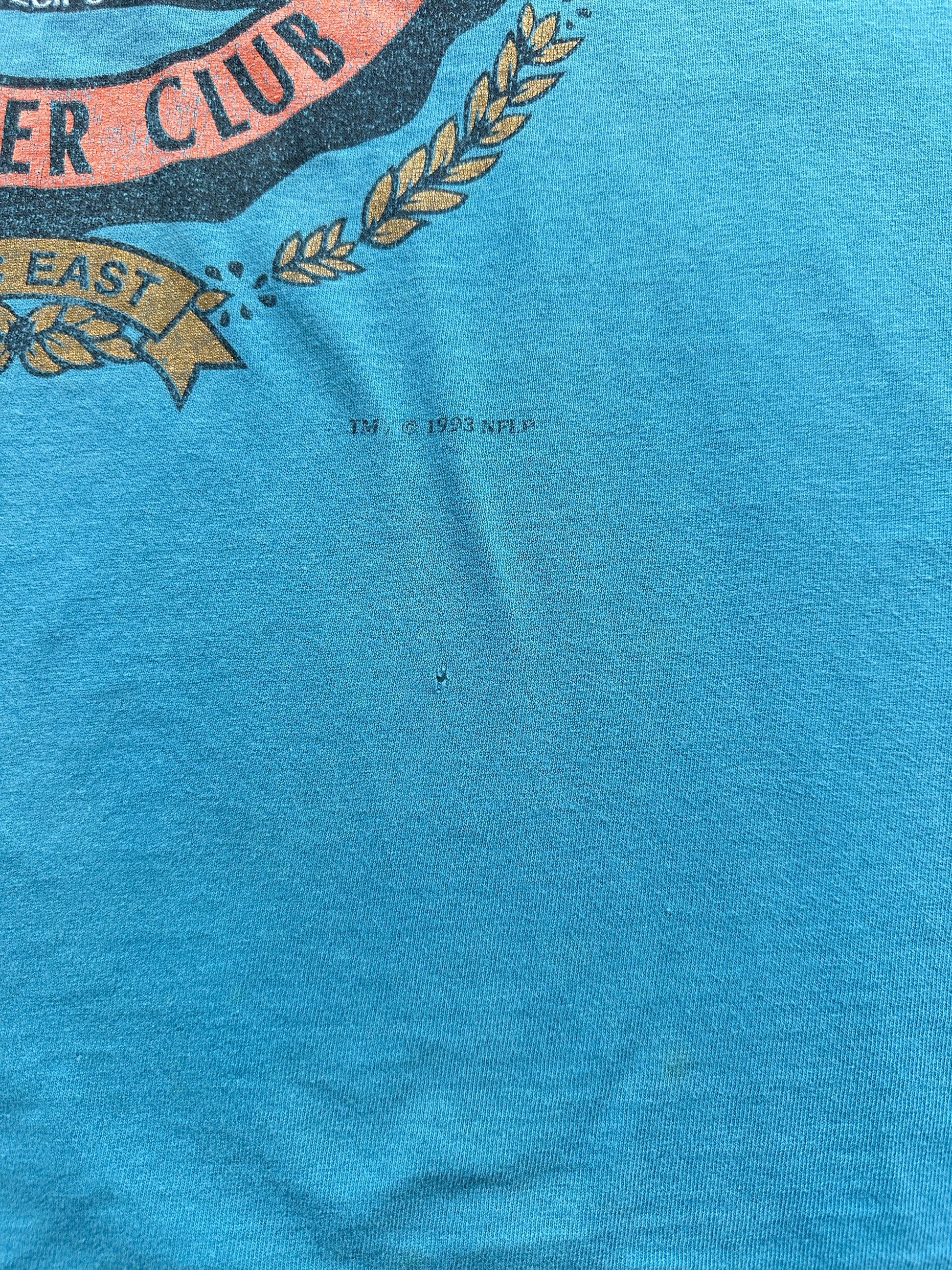 Blue Miami Dolphins Vintage Single Stitch NFL T-Shirt 90's - 2XL