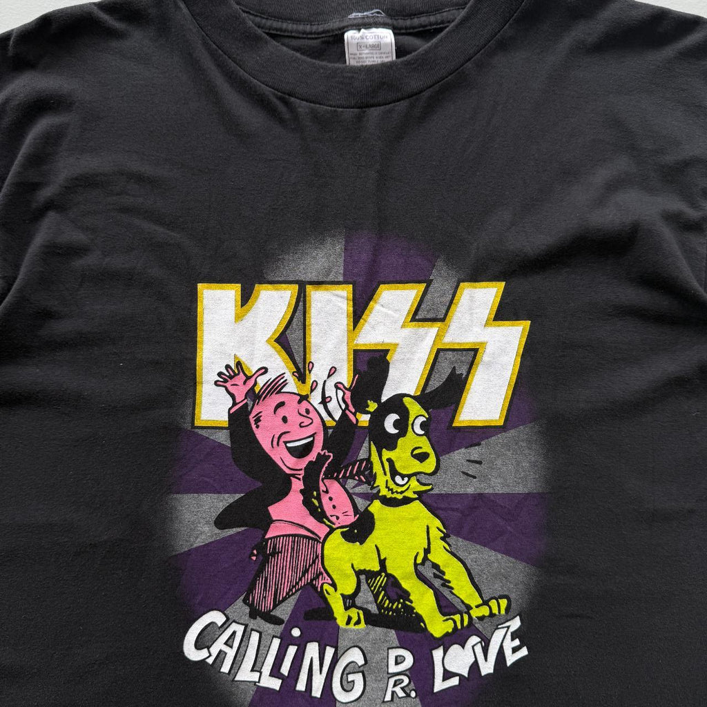 Black Rare 1994 Kiss Calling Dr Love Vintage 90's T-shirt - XL
