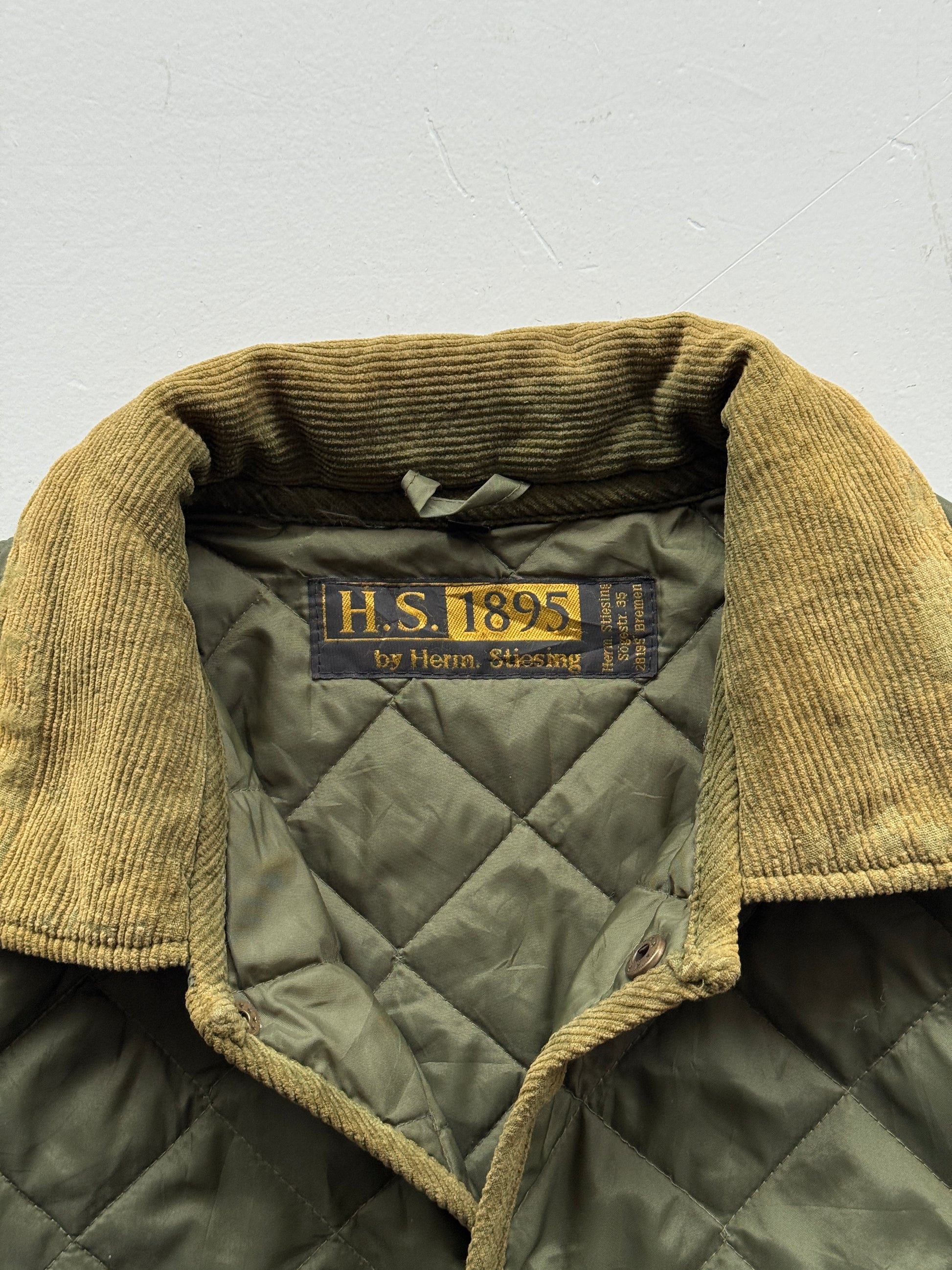 Green Quilted Check 80's Vintage Military Style Jacket - XL