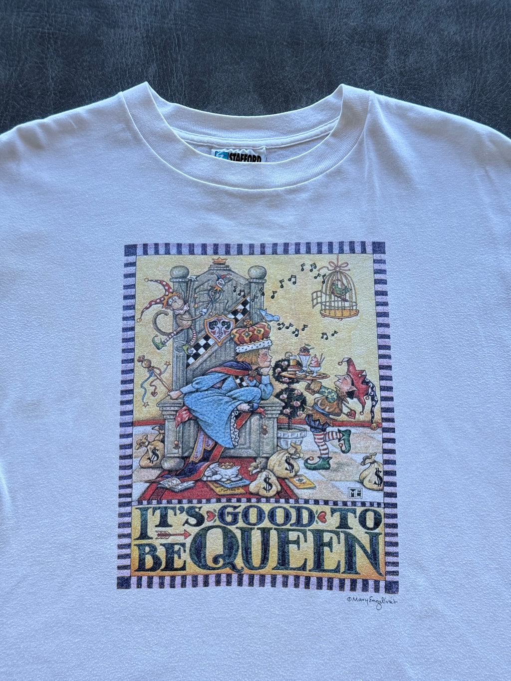 White Mary Engelbreit It's Good To Be Queen 90's Vintage Single Stitch T-Shirt -