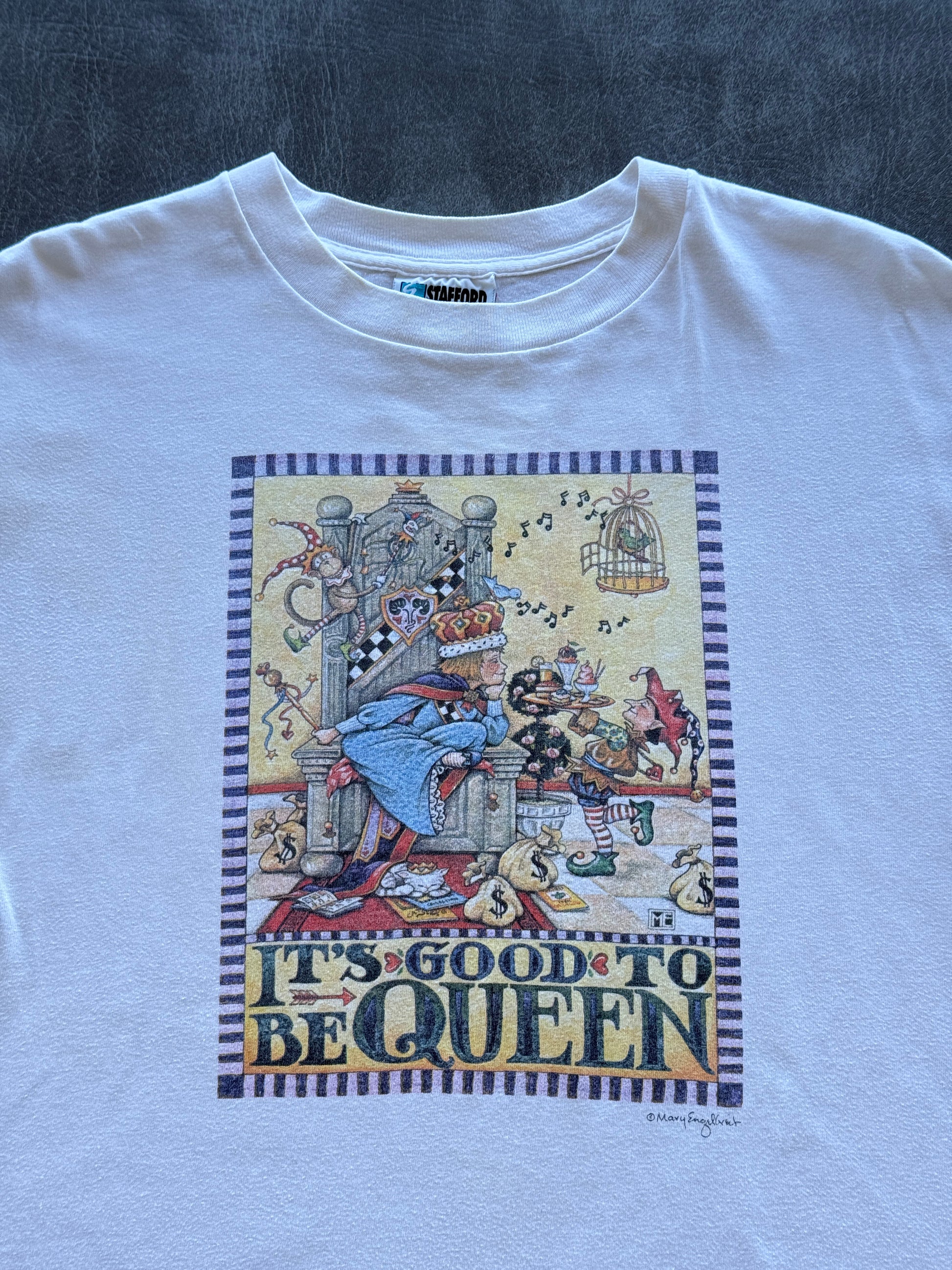 White Mary Engelbreit It's Good To Be Queen 90's Vintage Single Stitch T-Shirt -
