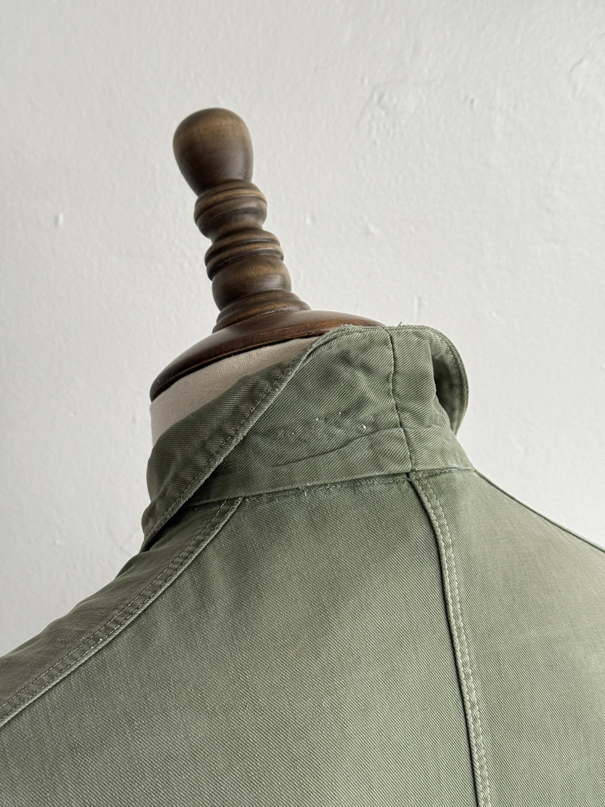 Green French Sashiko Repaired 1950s Vintage Workwear Chore Jacket CH366 - Small