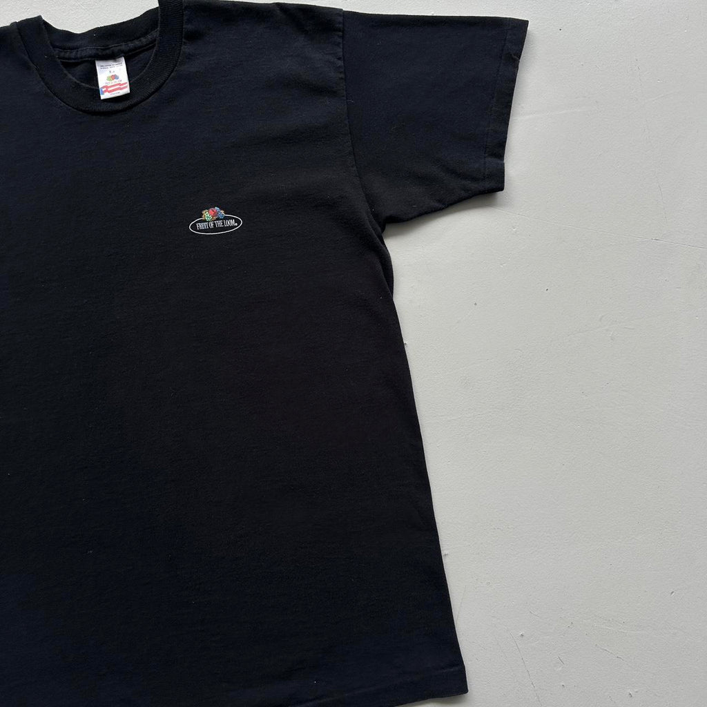 Fruit Of The Loom Black Blank 90s Vintage T-shirt - Large