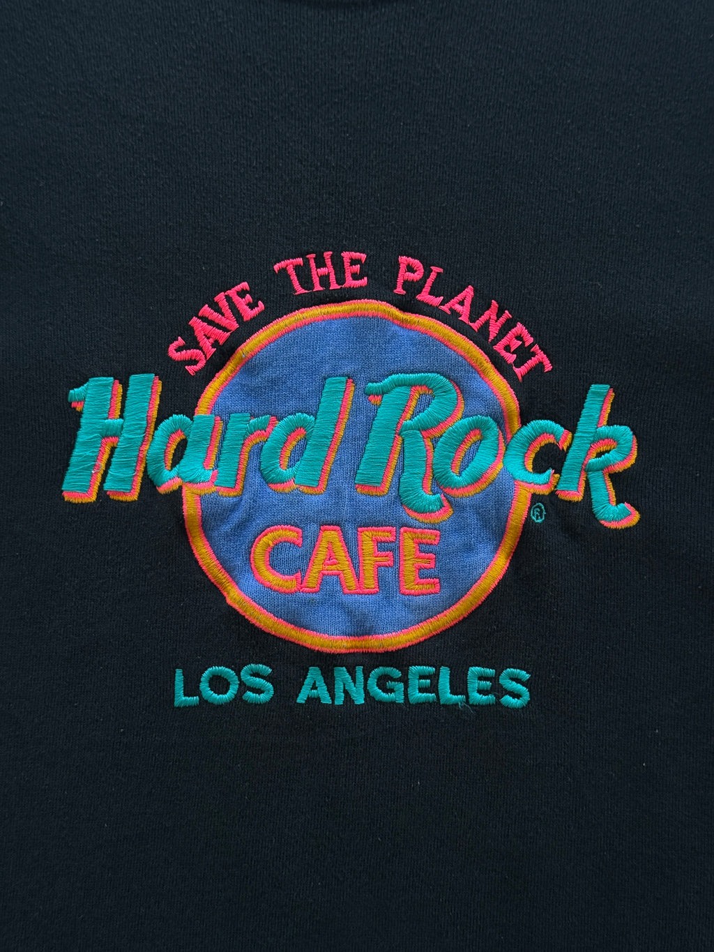Black Hard Rock Cafe Los Angles 90's Vintage Graphic Sweatshirt Jumper - Large