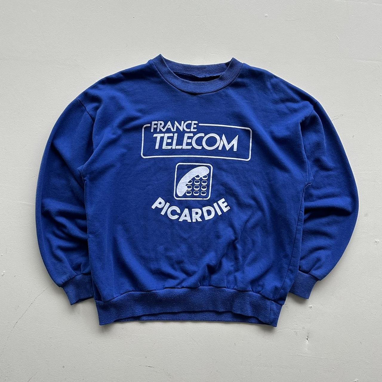 Blue France Telecom Vintage Graphic Sweatshirt - Medium Oversized
