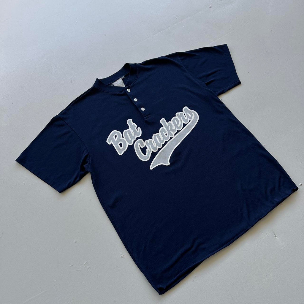 Navy Baseball Back Crackers 90s Vintage T-shirt - Large