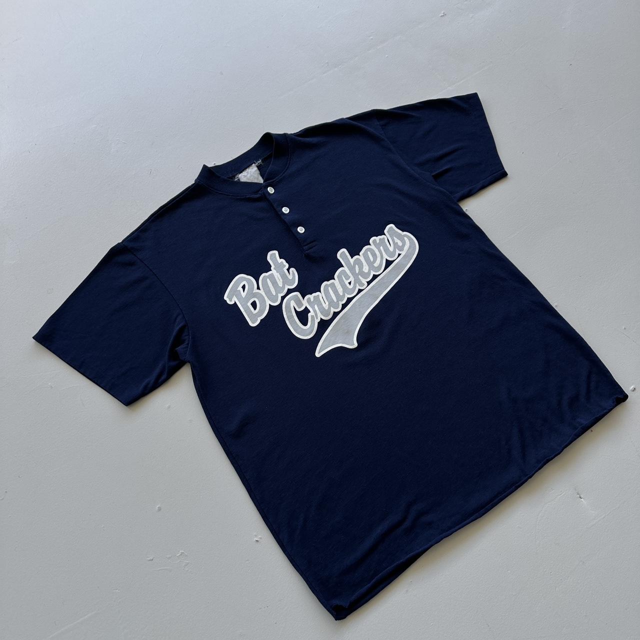 Navy Baseball Back Crackers 90s Vintage T-shirt - Large