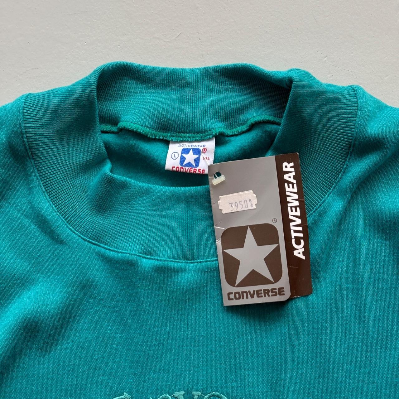 Light Blue Converse 90's Deadstock Graphic Mock Neck Sweatshirt - Large