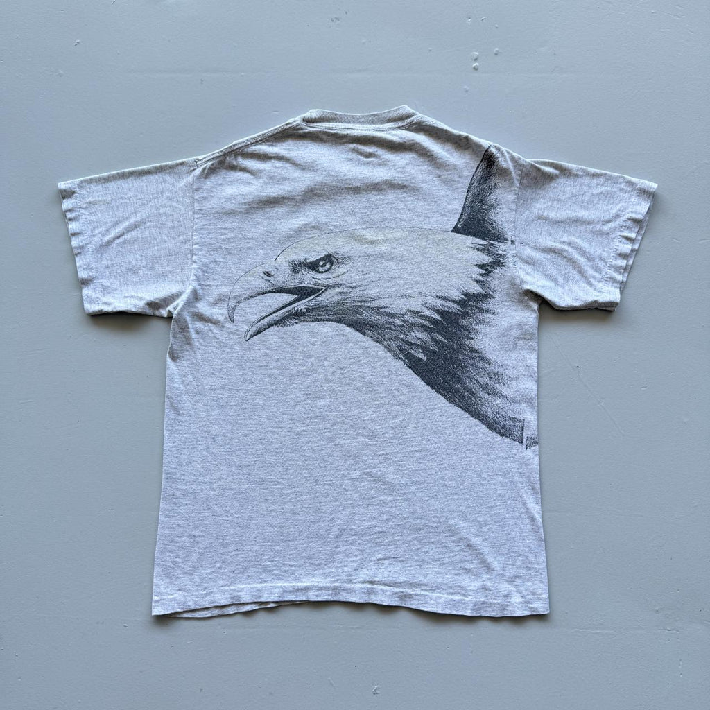 Grey Alaska Eagle AOP Vintage 90s T-shirt - Medium