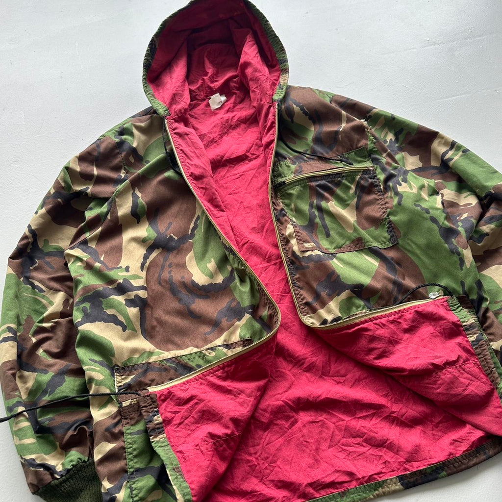 Camo Cotton 1980s Military Hooded Jacket - XL