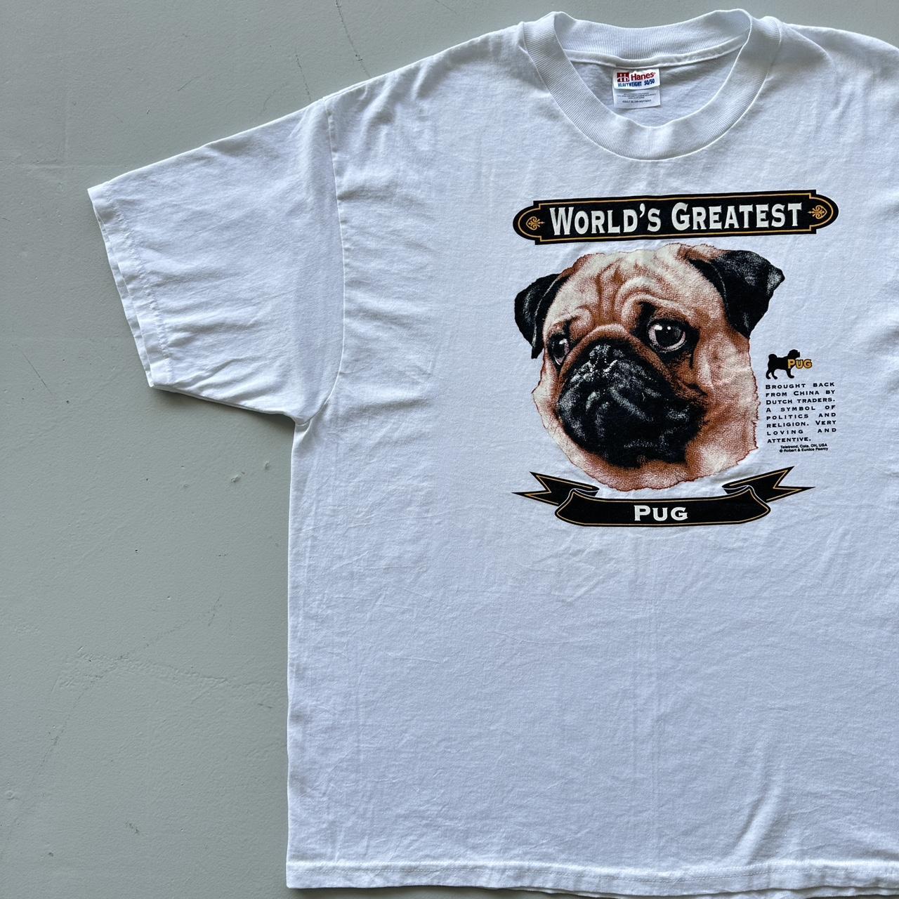 White Worlds Greatest Pug Vintage 90's T-shirt - XL