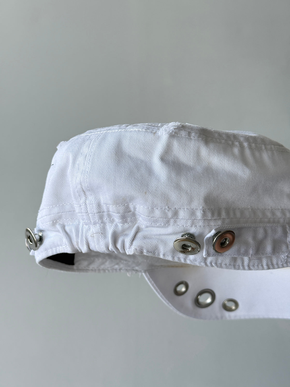 White Gothic Y2K Cadet Cap Military Style 00's Grunge Aesthetic