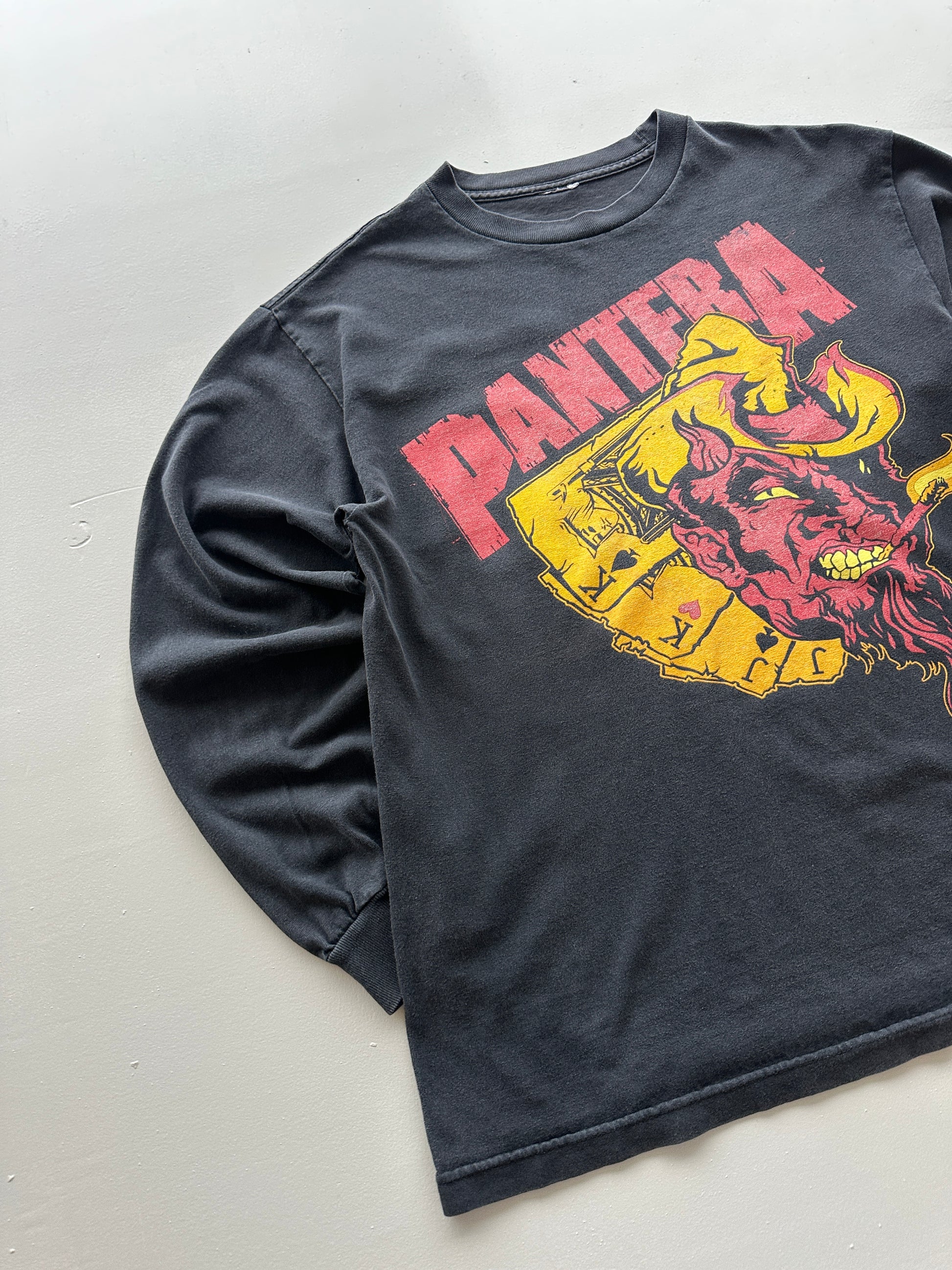 Pantera Devil Card Long Sleeve Vintage Metal Band T-Shirt - Medium