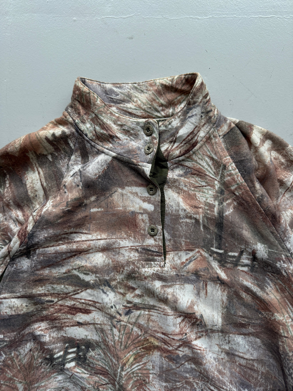 Nature Camo Quarter Zip Vintage Sweatshirt 90's Crewneck - Small
