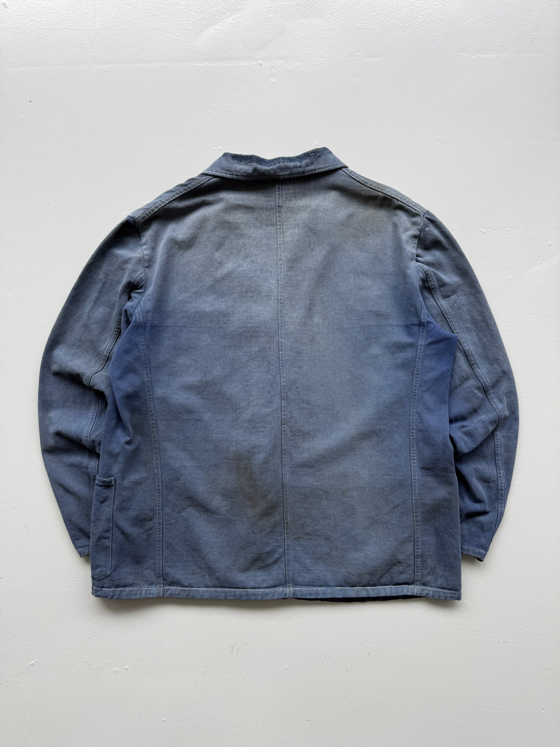 Thrashed Blue Chore Jacket 70's Vintage French Workwear CH145 - XL