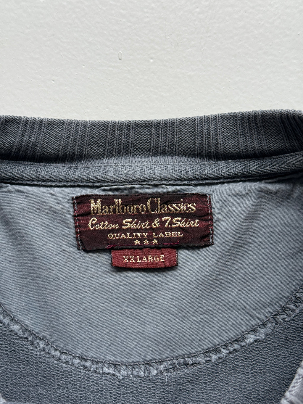 Marlboro Classics Faded Grey 90's Vintage Henley Sweatshirt - 2XL