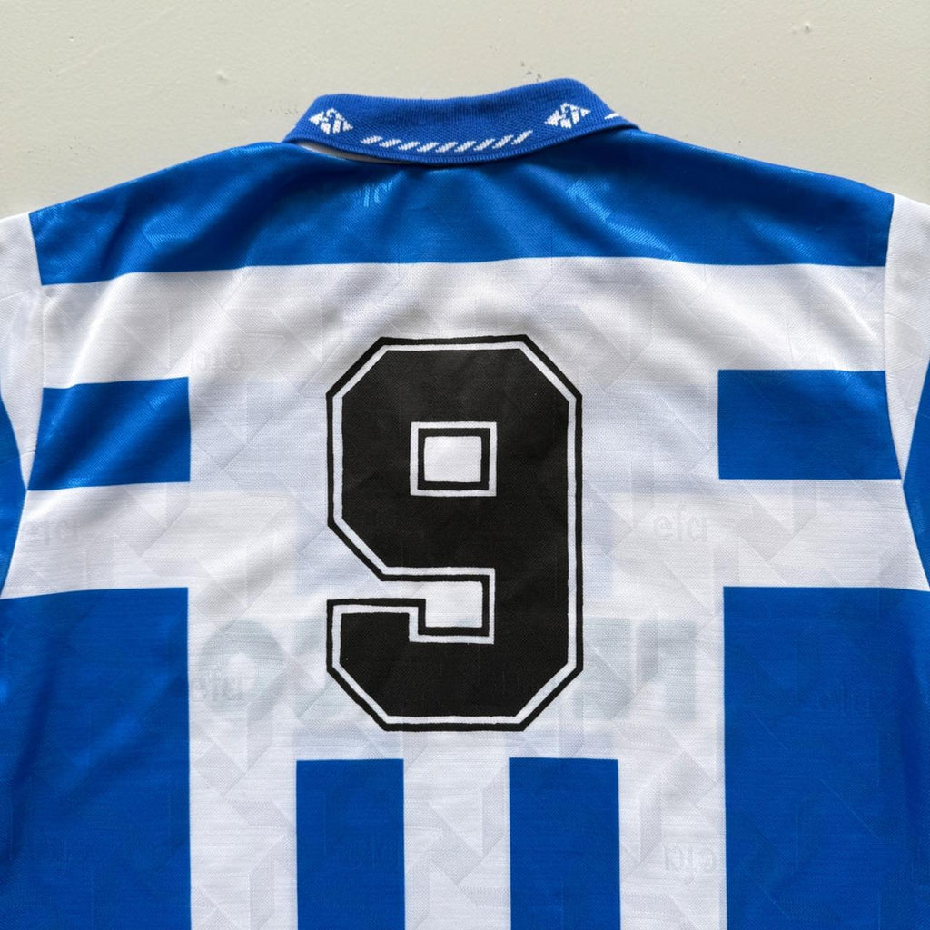 Blue Striped Deportivo la Caruno 90's Deadstock Football Jersey - Small