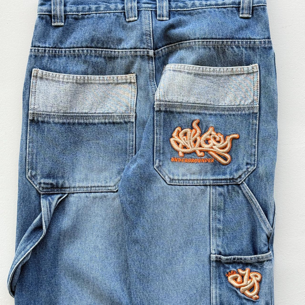 Blue Hip-Hop Baggy Wide Leg Y2K Vintage Jeans - 29” x 28”