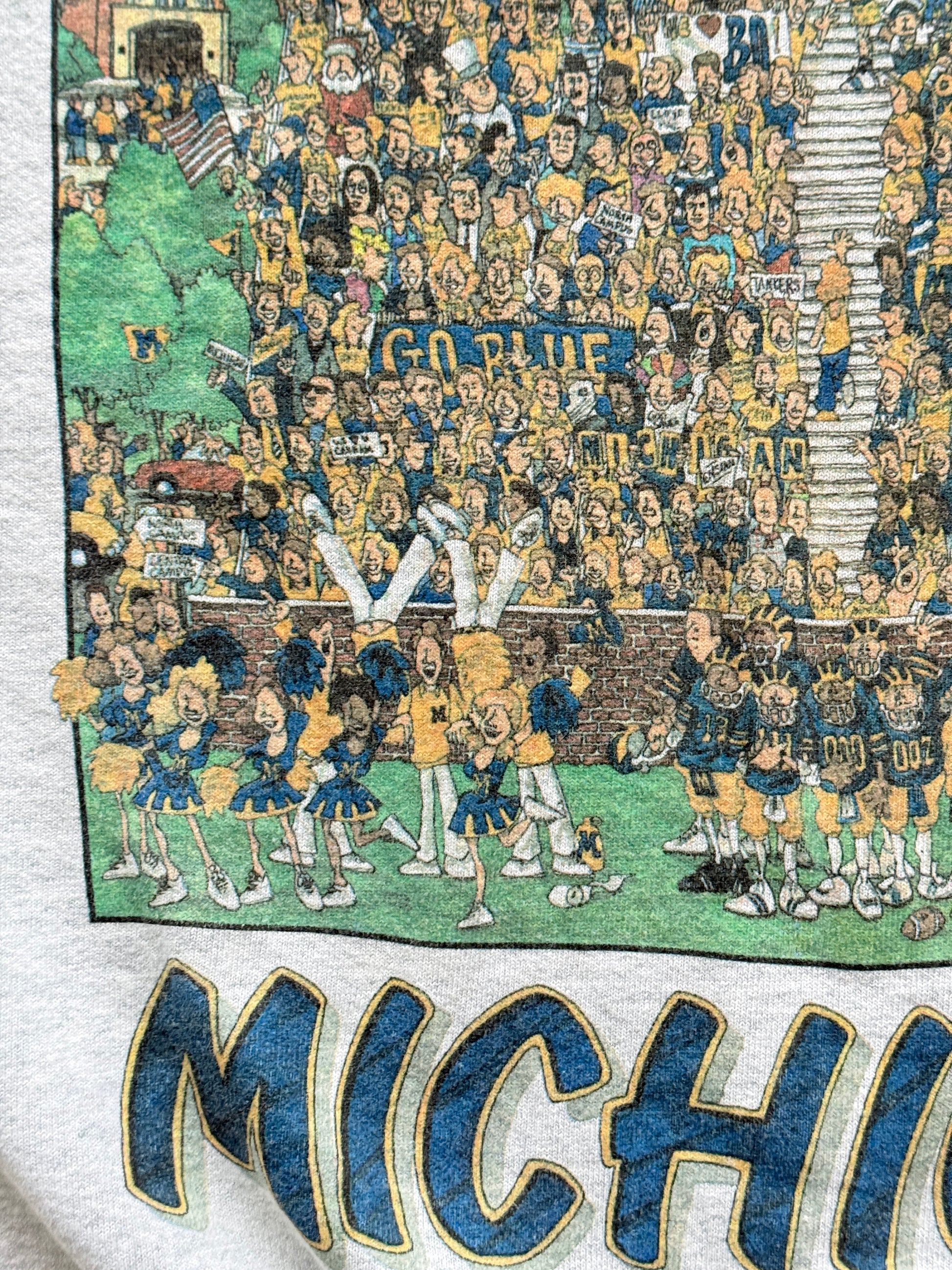 Grey Michigan Football 90's Vintage Collage Graphic Sweatshirt - XL