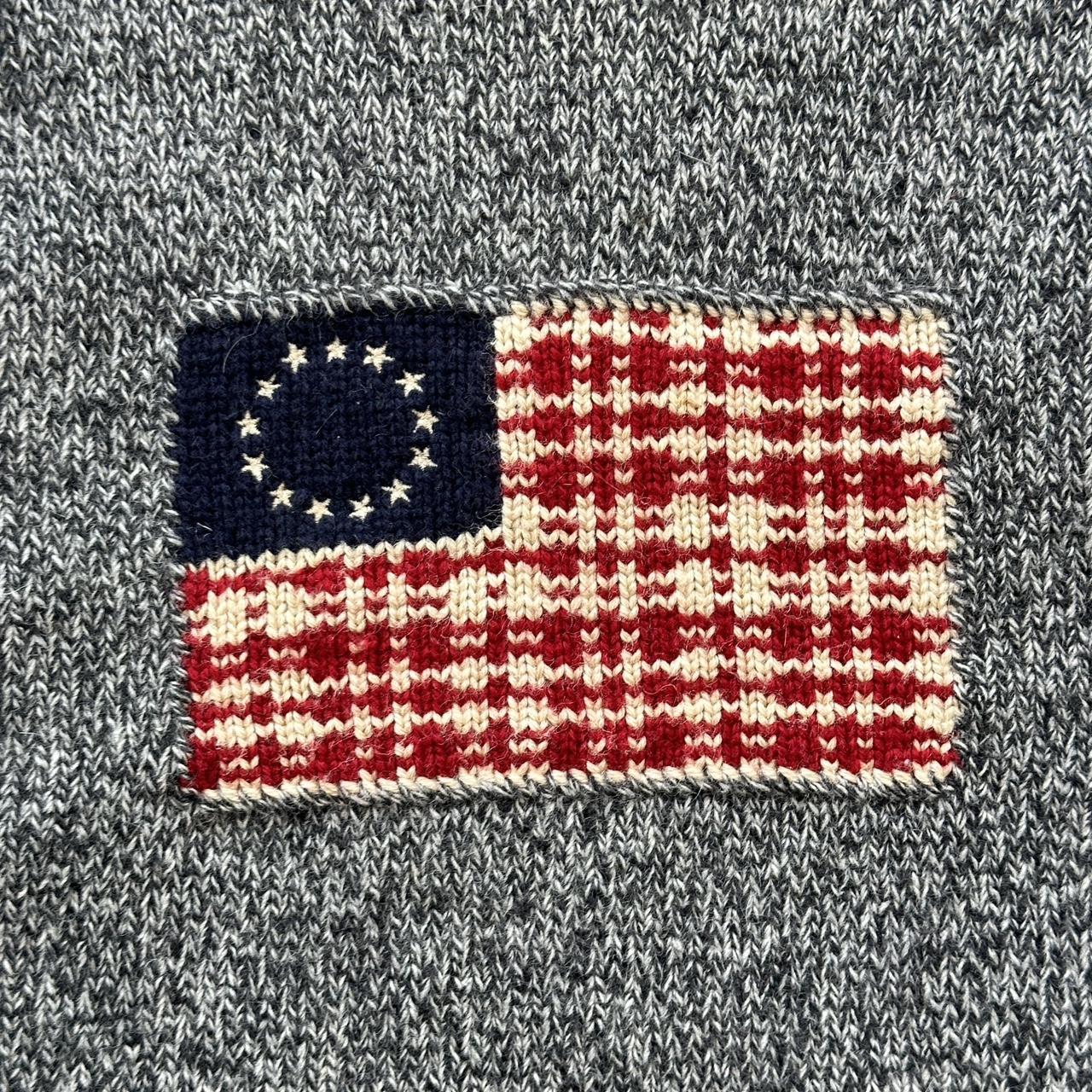 Grey Polo Ralph Lauren Vintage Flag Patch Turtleneck Knitted Sweatshirt - Womens Medium Size 10