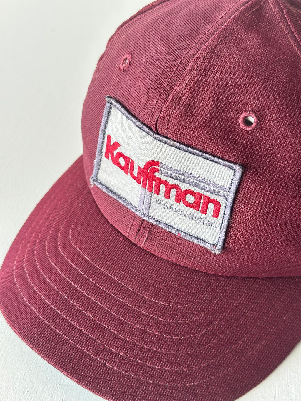 Burgundy Kauffman Engineering 90's Vintage SnapBack Trucker Cap