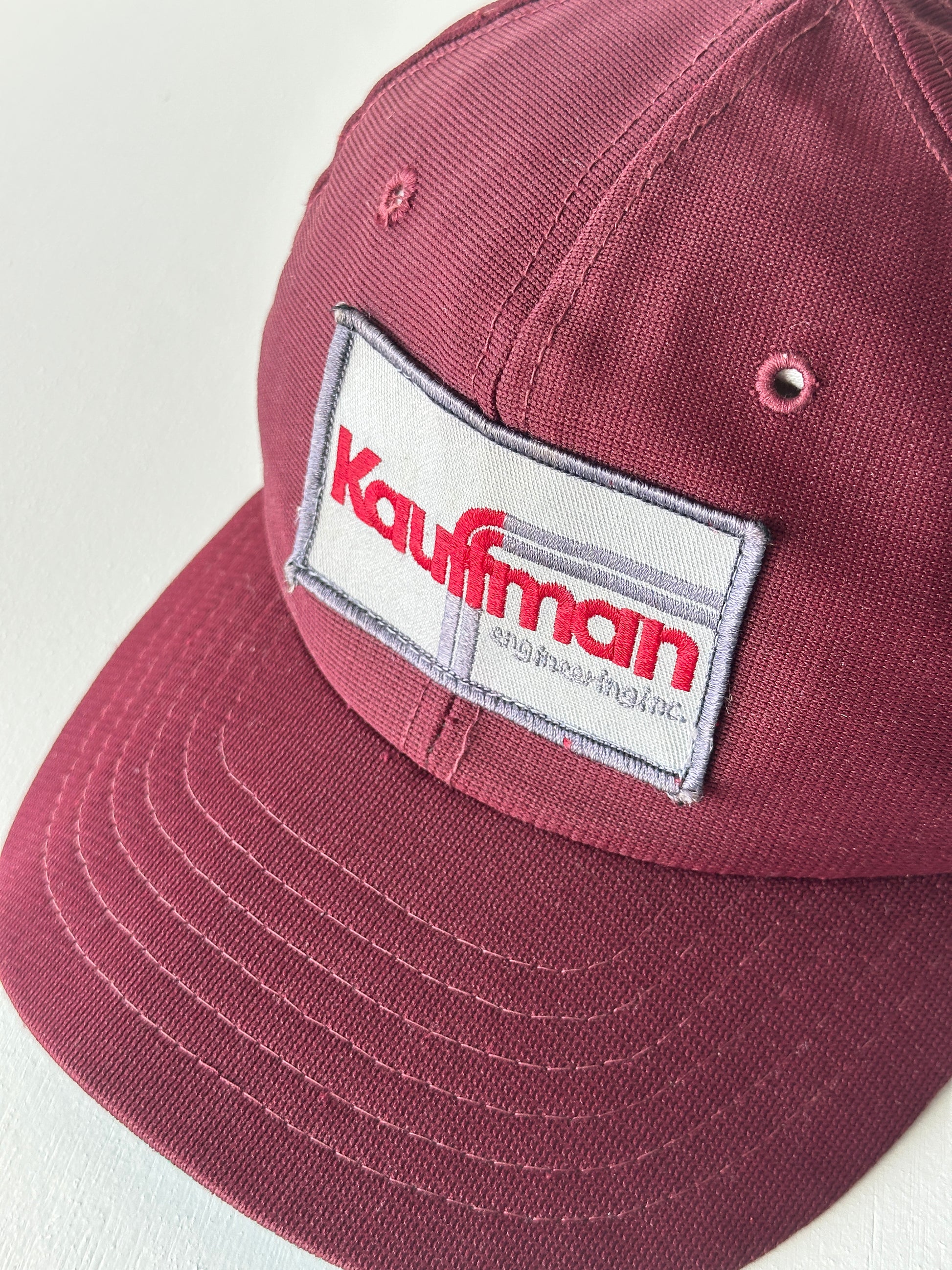 Burgundy Kauffman Engineering 90's Vintage SnapBack Trucker Cap